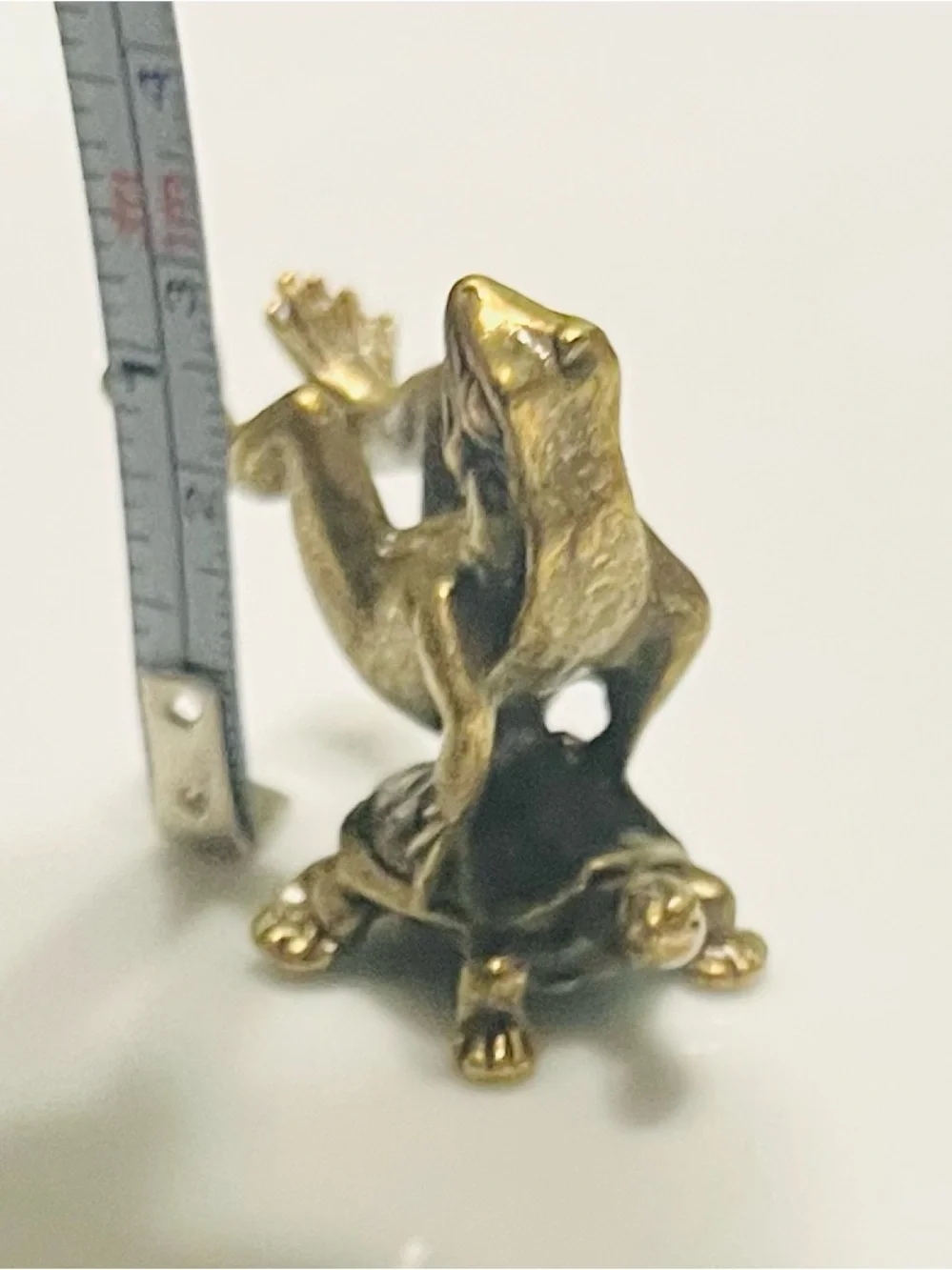 Brass Frog on Turtle Figurine #257